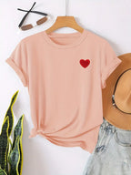 Dames casual t-shirt met hartdetail - zachte katoenen tee voor elke dag