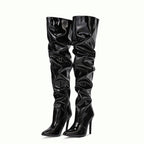 Over-the-knee laarzen - stijlvolle dames faux latex hoge hakken