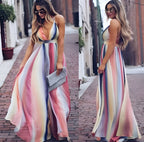 Dames maxi jurken met luchtige gestreepte laila print - lichtgewicht stof voor casual momenten