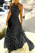 Maxi jurk - elegante halterjurk voor dames met plooidetail