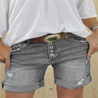 Dames ripped denim shorts - trendy high-waisted shorts voor vrouwen