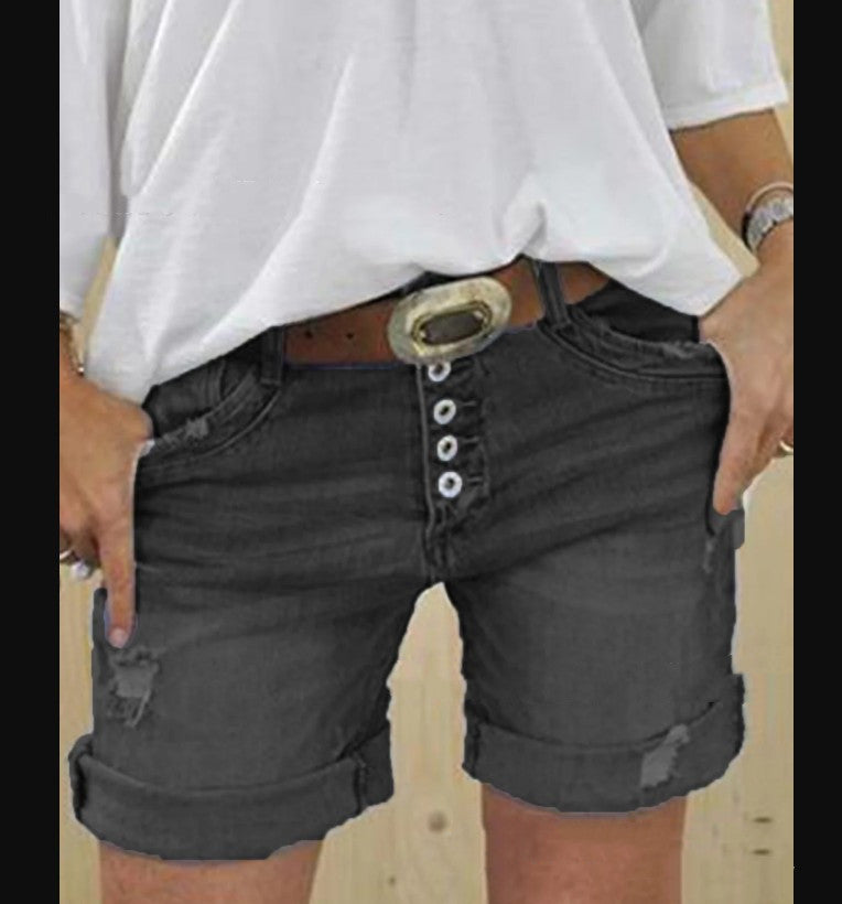 Dames ripped denim shorts - trendy high-waisted shorts voor vrouwen