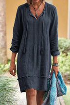 Zomerse damesjurk - casual lichte lange mouwen jurk