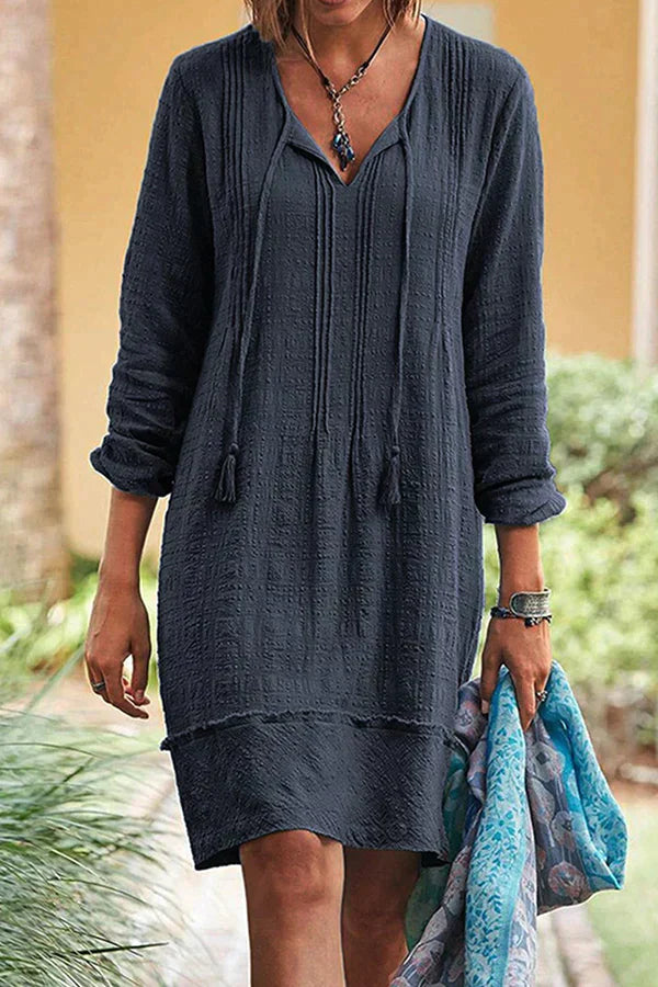 Zomerse damesjurk - casual lichte lange mouwen jurk