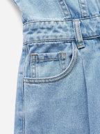 Denim jumpsuit met klepzakken - stijlvolle blauwe dames overall