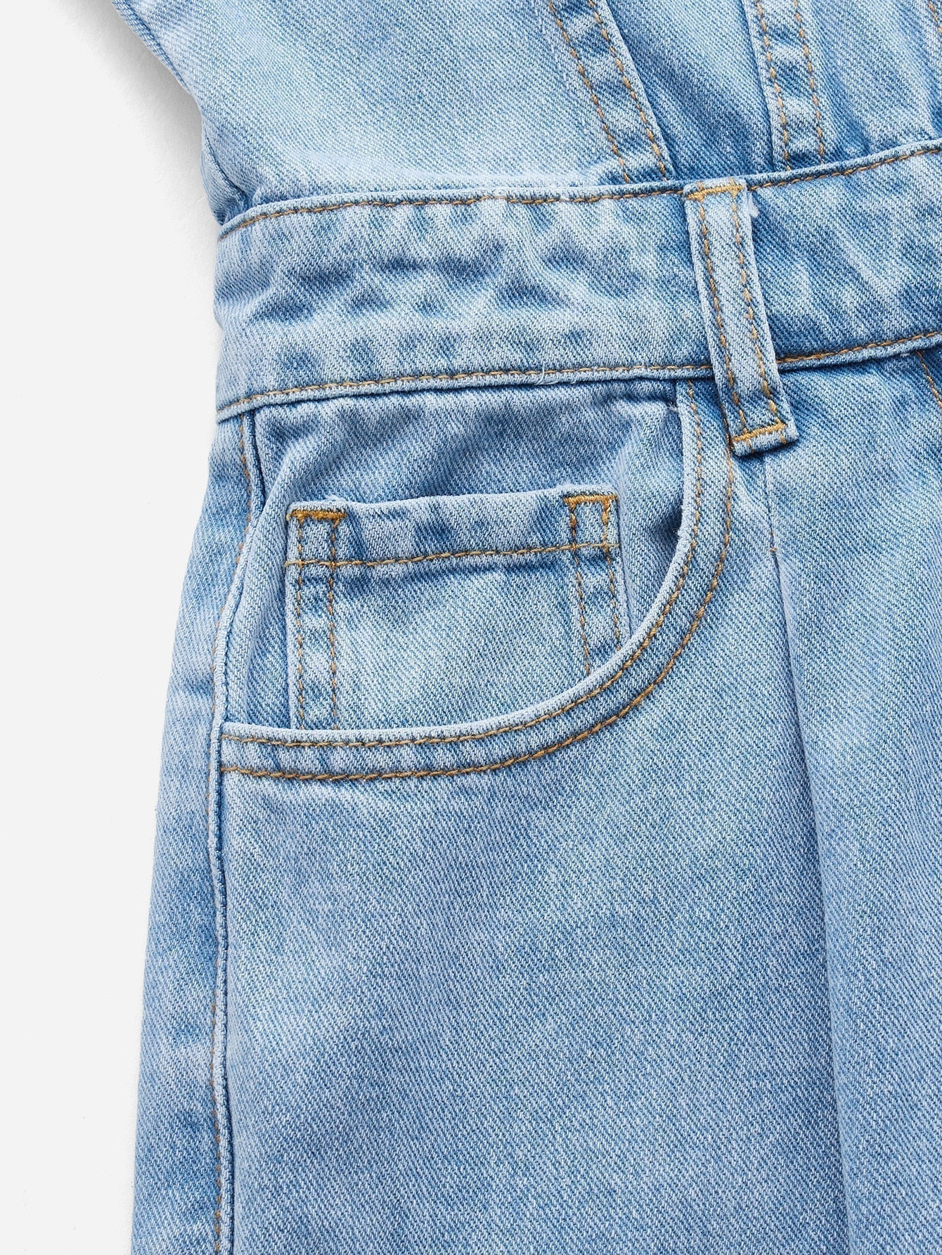 Denim jumpsuit met klepzakken - stijlvolle blauwe dames overall