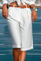 Dames tailored linnenblend shorts - chique knie-lange broeken voor casual buitenshuis activiteiten