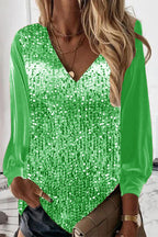 Glitterblouse - elegante lange mouw dames top