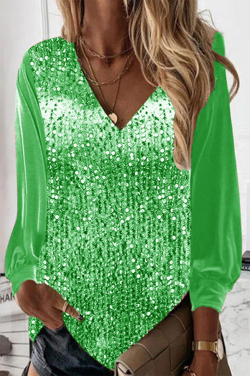 Glitterblouse - elegante lange mouw dames top