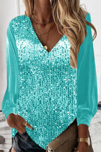 Glitterblouse - elegante lange mouw dames top