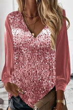 Glitterblouse - elegante lange mouw dames top