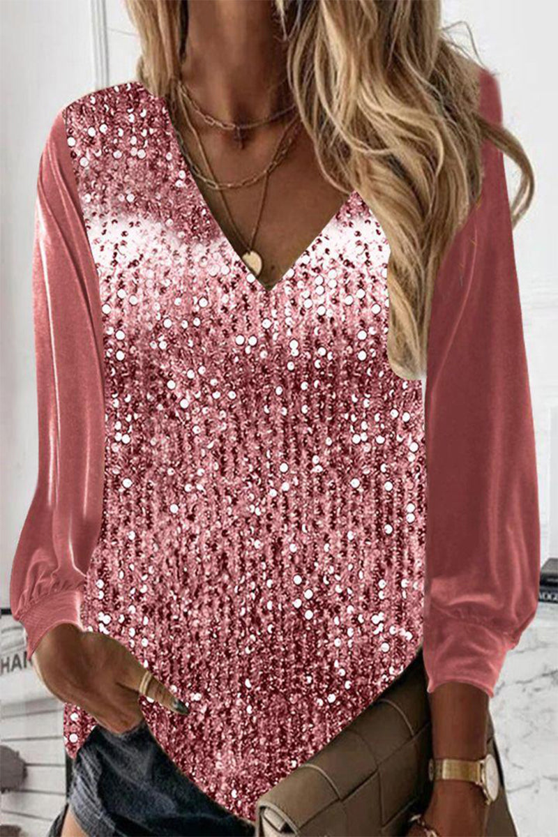 Glitterblouse - elegante lange mouw dames top