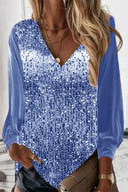 Glitterblouse - elegante lange mouw dames top