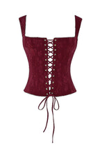 Dames lace-up corset top - rijke merlot blouse met elegante uitstraling
