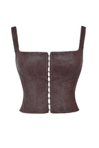 Vegan leren corset top - stijlvolle bruine dames fitted top