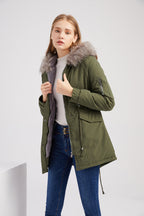 Parka met capuchon en nepfur - warme dames winterjas