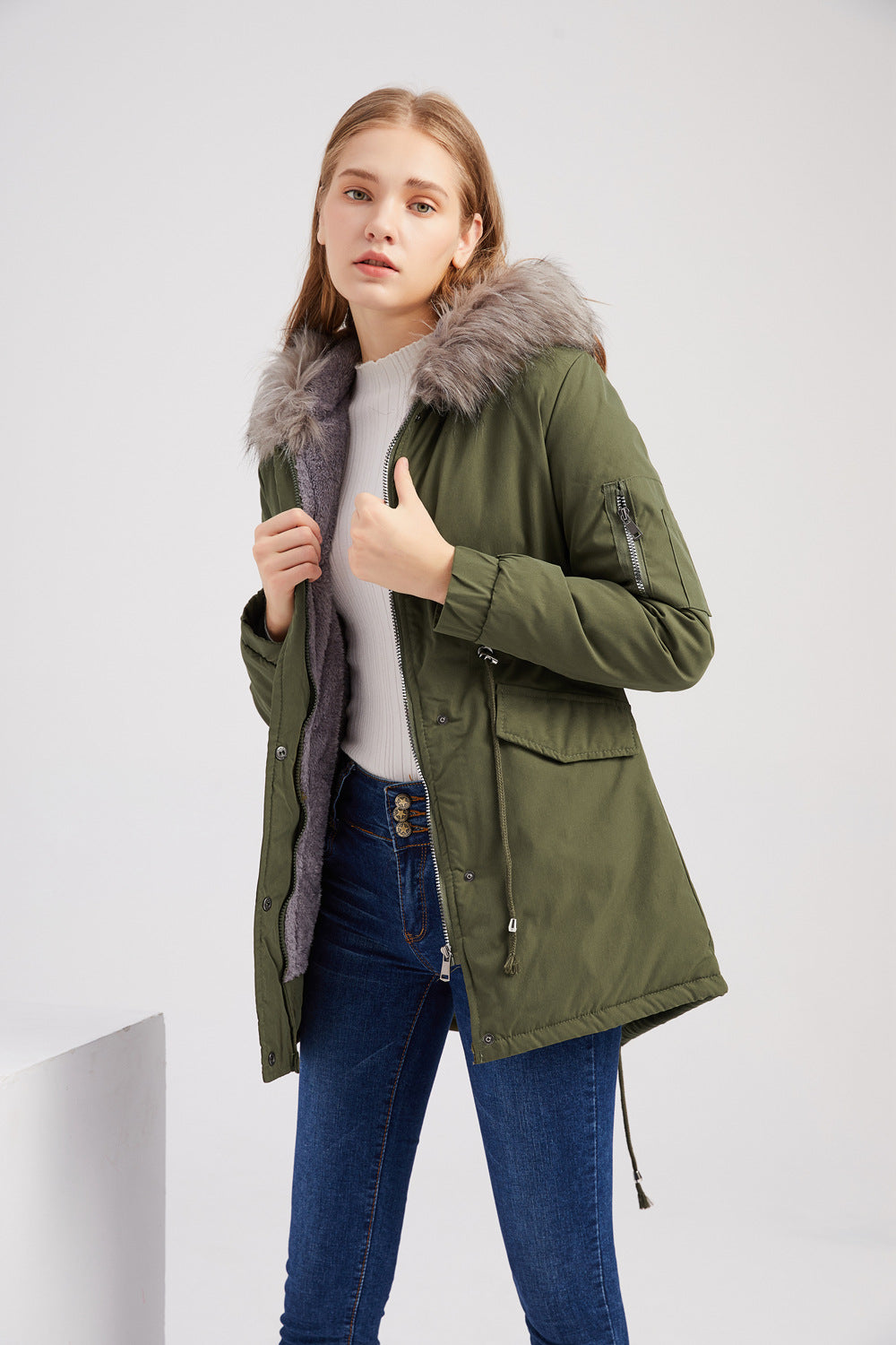 Parka met capuchon en nepfur - warme dames winterjas