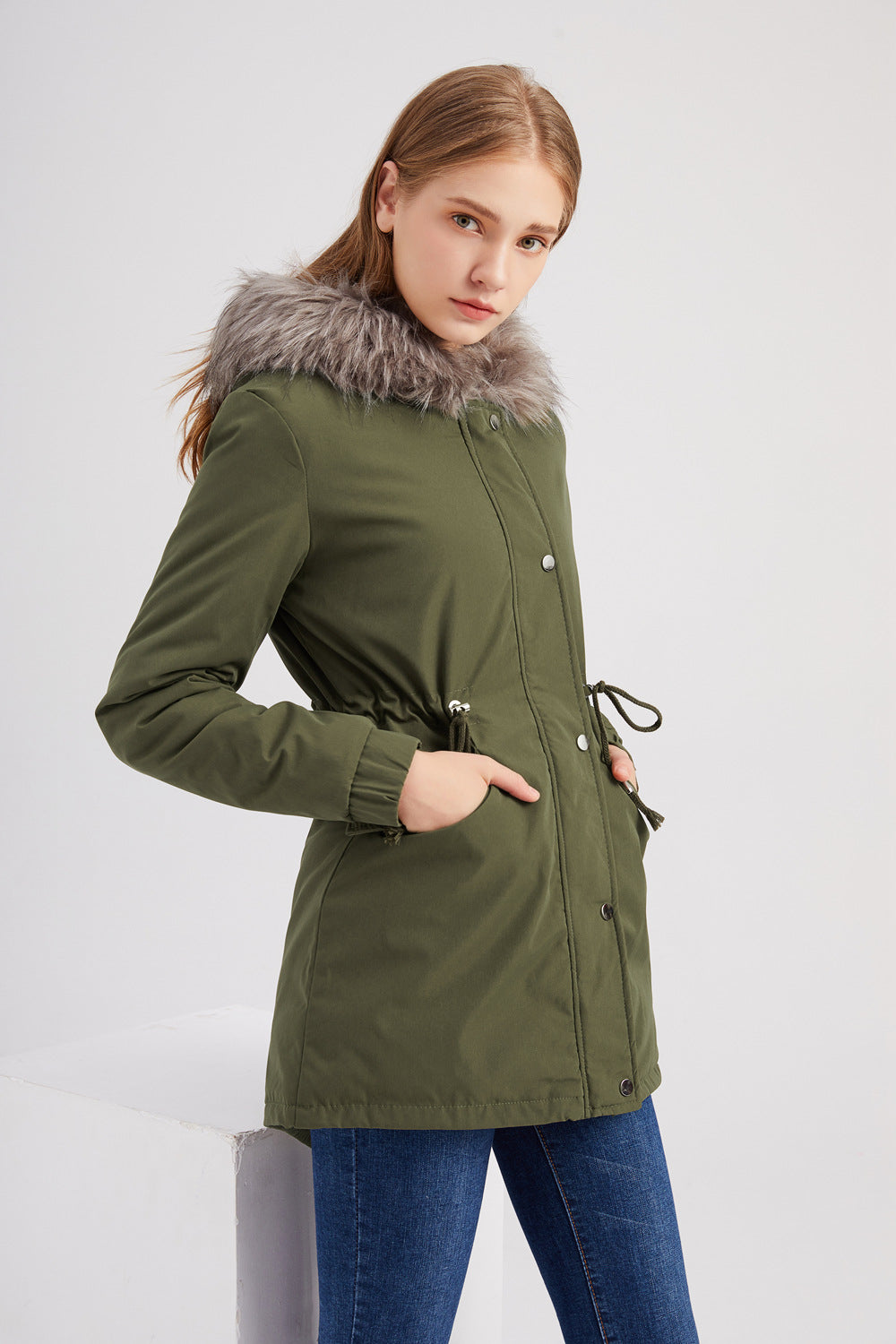 Parka met capuchon en nepfur - warme dames winterjas