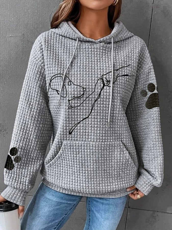 Zachte hoodie dames - warme trui met hondenprint - Bakkermode.nl