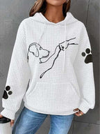 Zachte hoodie dames - warme trui met hondenprint - Bakkermode.nl