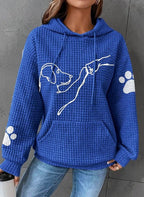 Zachte hoodie dames - warme trui met hondenprint - Bakkermode.nl