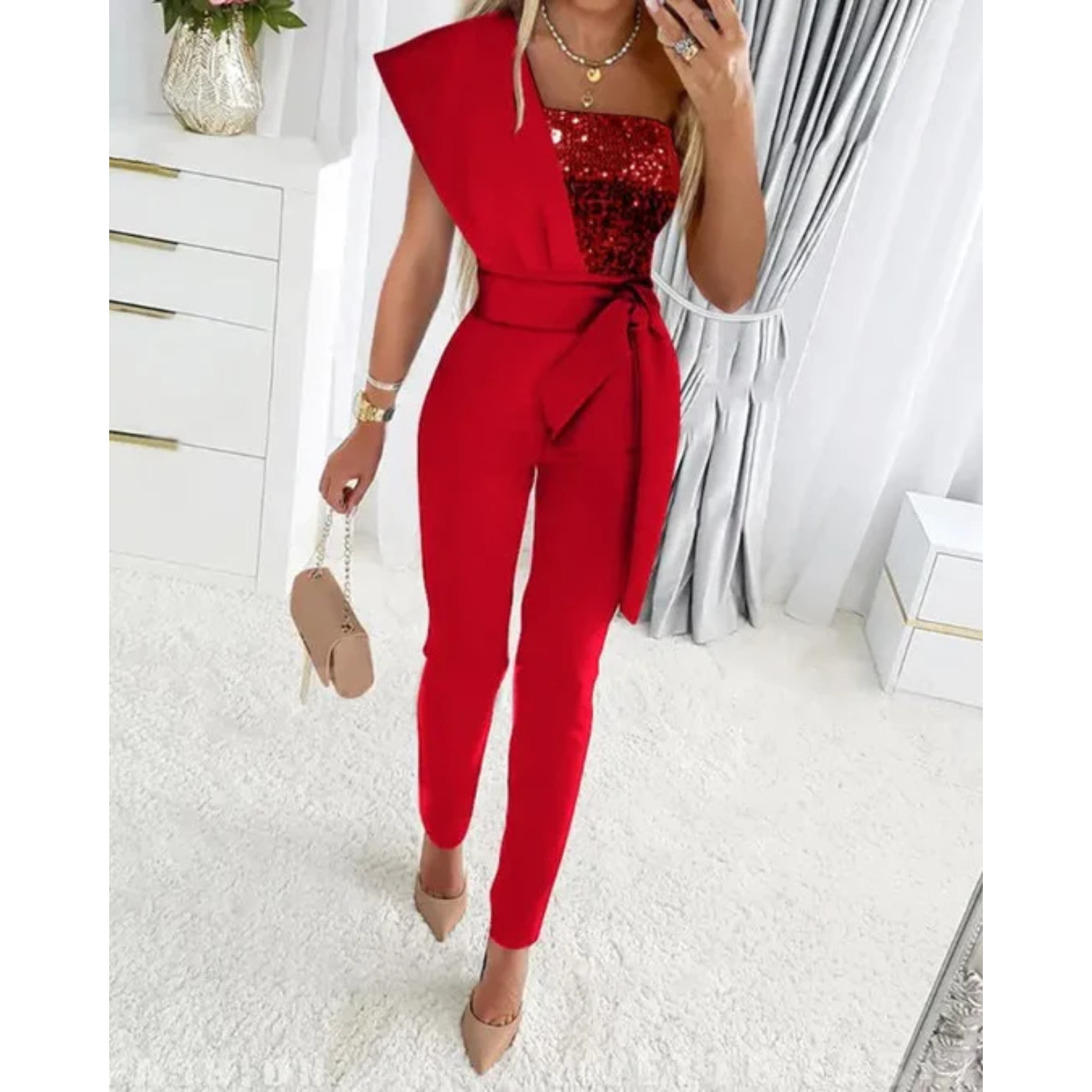 Jumpsuit met pailletten - elegante dames avondkleding