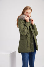 Parka met capuchon en nepfur - warme dames winterjas