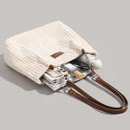 Dames geribbelde tote bag - stijlvolle schoudertas met verstelbare band voor elke dag