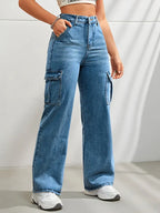 Dames cargobroeken - trendy wijde spijkerbroek met praktische zijzakken voor casual outfits