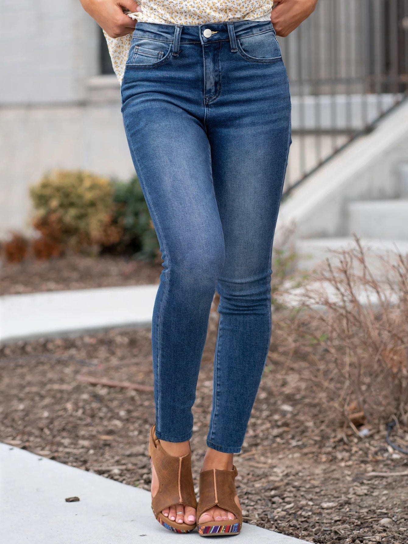 Blauwe skinny jeans - trendy high-waisted damesdenim