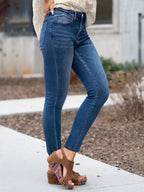 Blauwe skinny jeans - trendy high-waisted damesdenim
