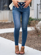 Blauwe skinny jeans - trendy high-waisted damesdenim