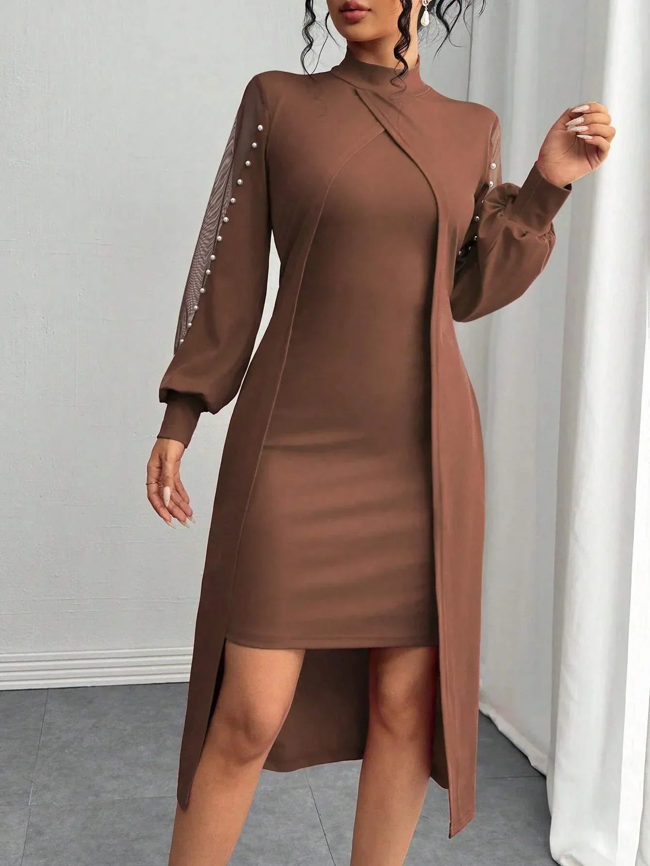 Maxi jurk - elegan ante damesjurk met verfijnde mouwen