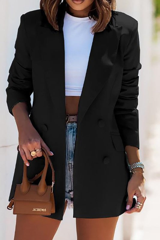 Dubbelbreasted blazer voor dames zwart en grijs - elegant en veelzijdig - Bakkermode.nl