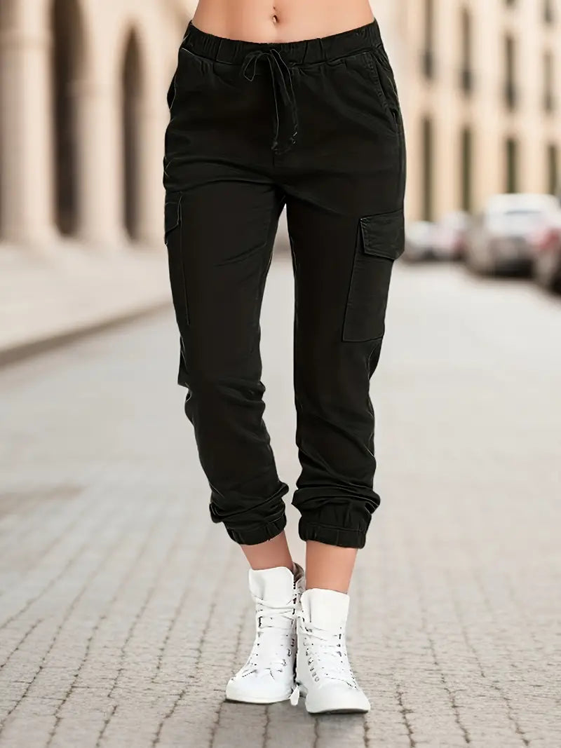 Dames sweatpants in relaxte pasvorm met functionele zakken - dagelijkse casual wear