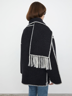 Elegante wollen damesjas - oversized warme winterjas met chique omslagkraag - Bakkermode.nl