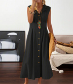 Zomerjurk - chique mouwloze knopenjurk voor warme dagen