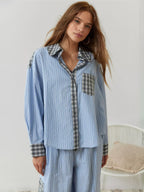 2-delige loungewear set - dames pyjama met geruite details - Bakkermode.nl