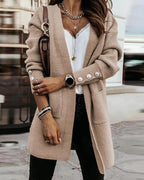 Beige gebreide cardigan - stijlvolle dames oversized open voorkant cardigan - Bakkermode.nl