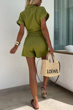 Vrouwen gezellige wikkeljurk in lichtgewicht linnen - elegante korte mouwen v-hals jurk voor dagelijks gebruik