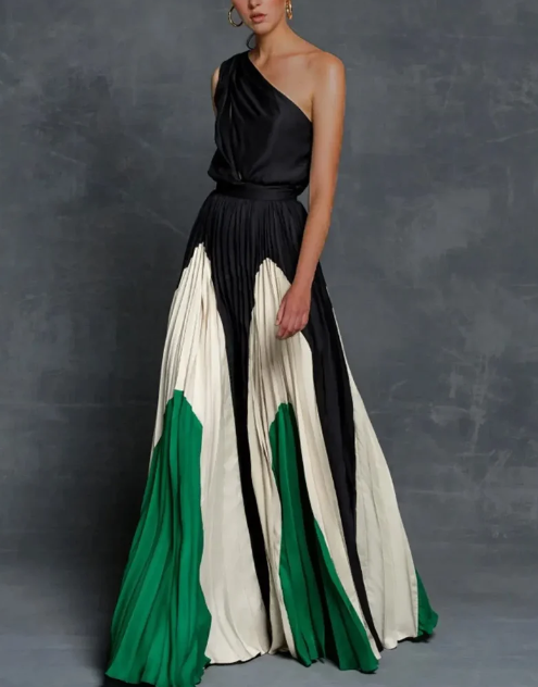 Delaide - maxi dames jurk met één schouder