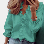 Dames blouse met ruffles - casual top van zachte katoenmix voor een elegante look