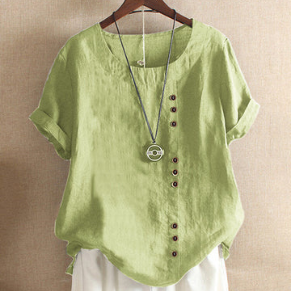 Dames casual blouse - luchtige zomer top met stijlvolle knoopdetails