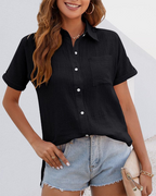 Dames ontspannen short sleeve blouse - lichte casual top voor dagelijks gebruik