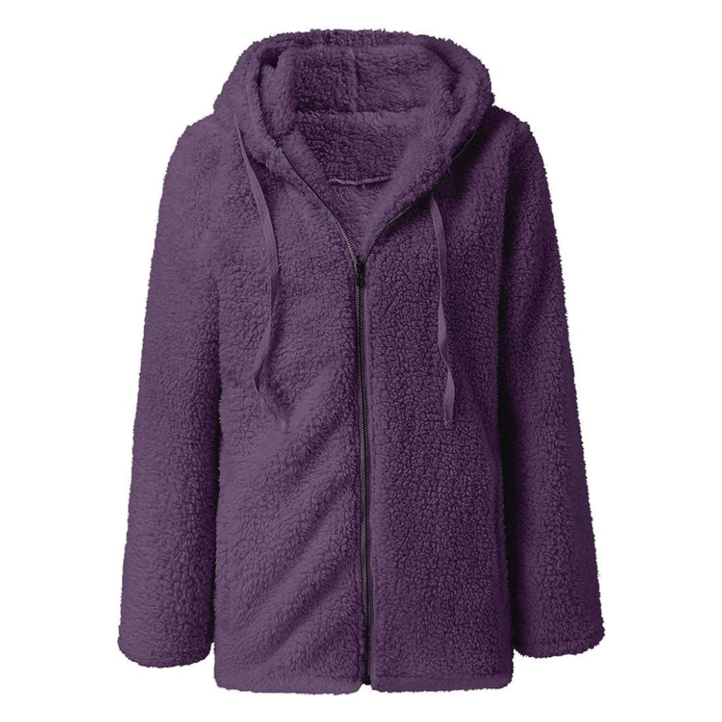 Knusse teddy fleecejas met capuchon dames - zachte winterjas met rits - Bakkermode.nl