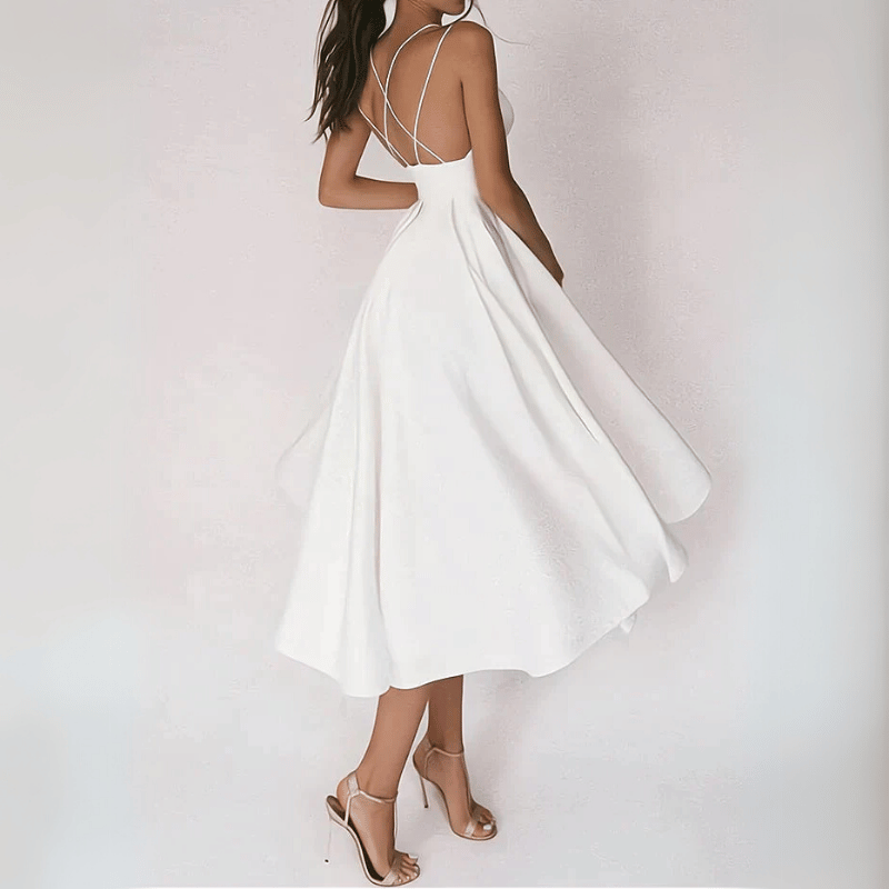 Dames casual jurken flowy midi jurk met rugdetail - elegante avond- en evenementenmode