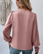 Dames wikkelblouse - elegante gedrapeerde blouse met lange mouwen