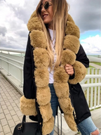 Dames winterjas - chique parka met luxe nepbont