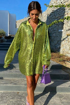 Pailletten blouse - oversized dames glitter shirt - Bakkermode.nl