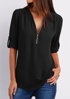 Dames blouse met rits - elegante top voor casual en veelzijdig gebruik